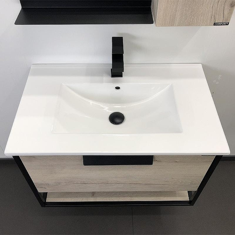 Тумба с раковиной Comforty Бонн 75 00-00008475 подвесная Дуб дымчатый, купить, цена, заказать, магазин, доставка, скидка, промокод, купить, цена, заказать, магазин, доставка, скидка, промокод