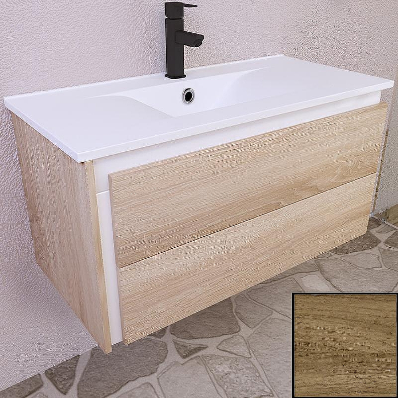 Тумба с раковиной SanVit Линк 90 klink090 с фактурой под дерево подвесная Каштан светлый, купить, цена, заказать, магазин, доставка, скидка, промокод, купить, цена, заказать, магазин, доставка, скидка, промокод