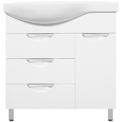 Тумба под раковину Style Line Жасмин 82 R ЛС-00000527 с бельевой корзиной Белая