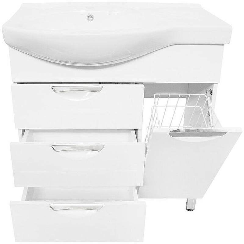 Тумба под раковину Style Line Жасмин 82 R ЛС-00000527 с бельевой корзиной Белая, купить, цена, заказать, магазин, доставка, скидка, промокод, купить, цена, заказать, магазин, доставка, скидка, промокод