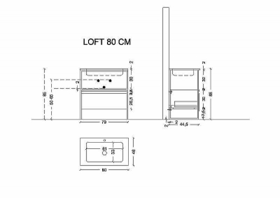Тумба Boheme Armadi Art Loft 80 894-080-W подвесная Белая