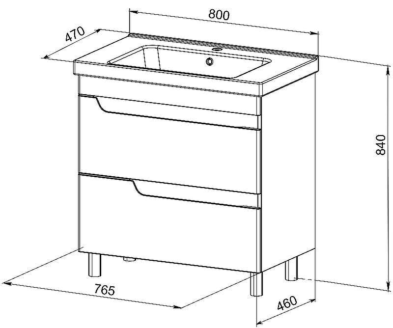 Тумба с раковиной Orange Topline-Milano 80 TMR80+RA Белый глянец, купить, цена, заказать, магазин, доставка, скидка, промокод, купить, цена, заказать, магазин, доставка, скидка, промокод