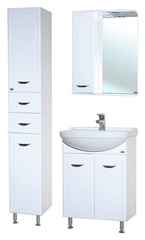 Зеркало со шкафом Bellezza Классик 55 L 4611908002018 с подсветкой Белое, купить, цена, заказать, магазин, доставка, скидка, промокод, купить, цена, заказать, магазин, доставка, скидка, промокод