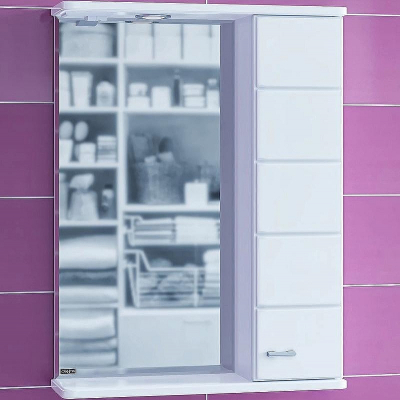 Зеркало со шкафом СанТа Омега 60 R 107004 с подсветкой Белое