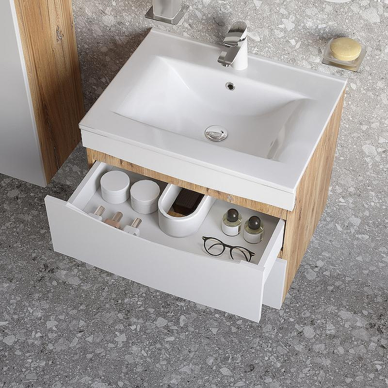 Тумба с раковиной Iddis Cloud 60 CLO60Y0i95K подвесная Белая матовая Дуб золотистый, купить, цена, заказать, магазин, доставка, скидка, промокод, купить, цена, заказать, магазин, доставка, скидка, промокод