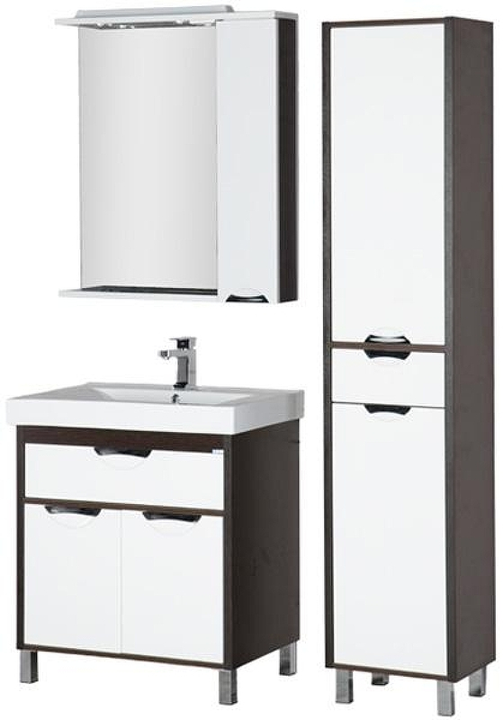 Зеркало со шкафом Aquanet Гретта 90 R 173993 с подсветкой Венге Белое, купить, цена, заказать, магазин, доставка, скидка, промокод, купить, цена, заказать, магазин, доставка, скидка, промокод