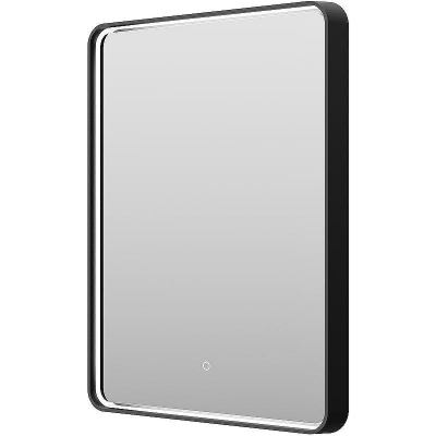 Зеркало Brevita Mercury 60 MER-Rett6-060/80-black с подсветкой Черное матовое с сенсорным выключателем