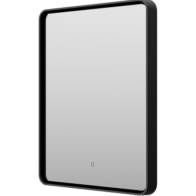 Зеркало Brevita Mercury 60 MER-Rett6-060/80-black с подсветкой Черное матовое с сенсорным выключателем