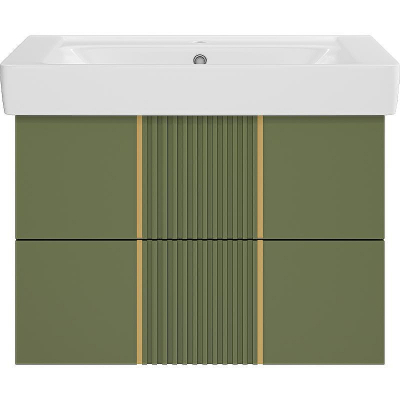 Тумба с раковиной Brevita Vega 80 УТ000022676 подвесная Зеленая матовая Золото