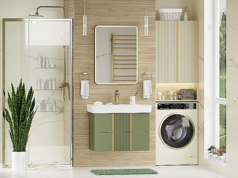 Тумба с раковиной Brevita Vega 80 УТ000022676 подвесная Зеленая матовая Золото, купить, цена, заказать, магазин, доставка, скидка, промокод, купить, цена, заказать, магазин, доставка, скидка, промокод