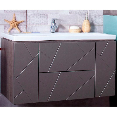 Тумба под раковину Бриклаер Кристалл 90 4627125414541 подвесная Софт Графит Ясень Анкор темный