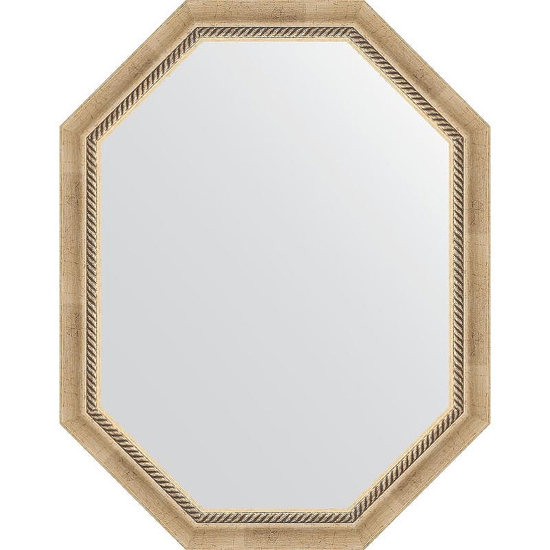 Зеркало Evoform Octagon 73x93 BY 7112 в багетной раме - Состаренное серебро с плетением 70, купить, цена, заказать, магазин, доставка, скидка, промокод, купить, цена, заказать, магазин, доставка, скидка, промокод