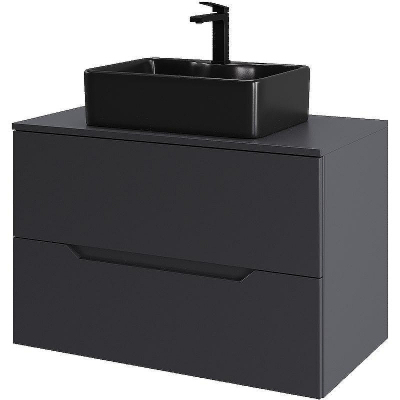 Тумба с раковиной Orange Line 80 Li-80TugMDF+B01-475MB подвесная Графит матовый