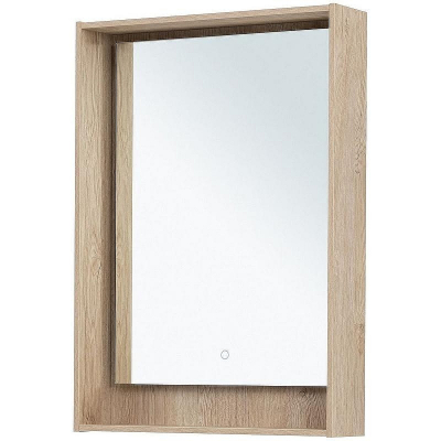 Зеркало Aquanet Милан 60 336403 с подсветкой Дуб светлый с сенсорным выключателем