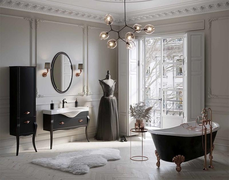 Шкаф пенал Clarberg Borgia 48 BOR0548BLK Черная Патина медь, купить, цена, заказать, магазин, доставка, скидка, промокод, купить, цена, заказать, магазин, доставка, скидка, промокод