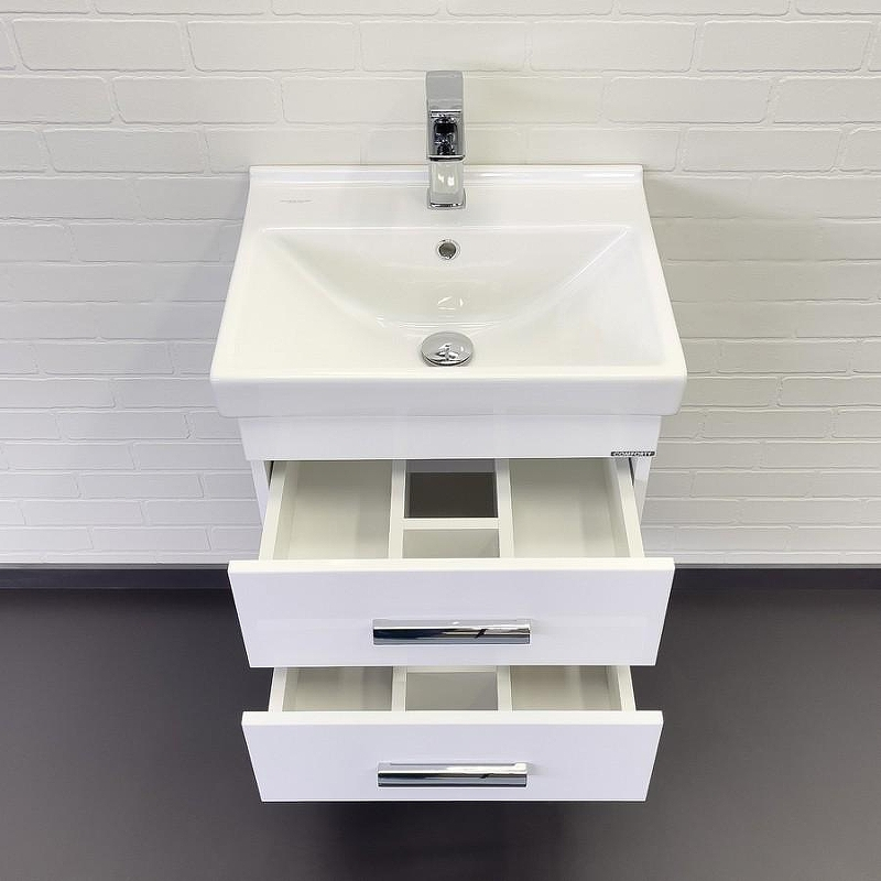 Тумба с раковиной Comforty Никосия 50П 00-00018022 подвесная Белый глянец, купить, цена, заказать, магазин, доставка, скидка, промокод, купить, цена, заказать, магазин, доставка, скидка, промокод