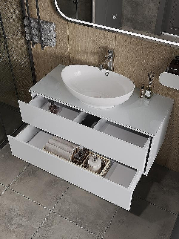 Тумба под раковину Orange Otto Ot-100TuGLASS подвесная Белый глянцевый, купить, цена, заказать, магазин, доставка, скидка, промокод, купить, цена, заказать, магазин, доставка, скидка, промокод