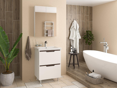 Тумба с раковиной Misty Лайм 60 УТ000001157 Белая