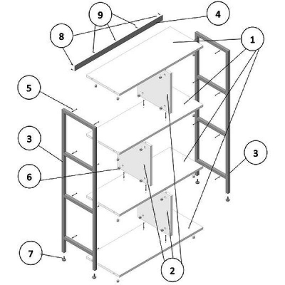 Стеллаж Sanflor Лофт №2 80 С08090 напольный Светлое северное дерево