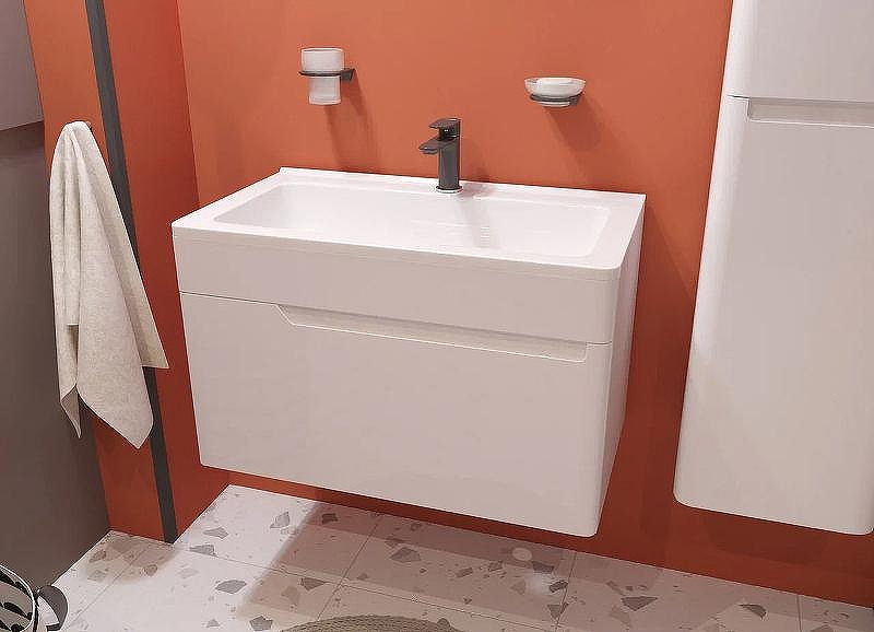 Тумба с раковиной Эстет Kare Luxe 80 ФР-00005718 подвесная Белая, купить, цена, заказать, магазин, доставка, скидка, промокод, купить, цена, заказать, магазин, доставка, скидка, промокод