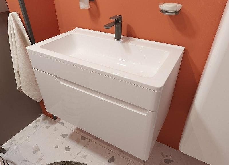 Тумба с раковиной Эстет Kare Luxe 80 ФР-00005718 подвесная Белая, купить, цена, заказать, магазин, доставка, скидка, промокод, купить, цена, заказать, магазин, доставка, скидка, промокод