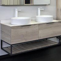 Тумба с раковинами Comforty Порто 120-2 00-00008910 подвесная Дуб дымчатый, купить, цена, заказать, магазин, доставка, скидка, промокод, купить, цена, заказать, магазин, доставка, скидка, промокод