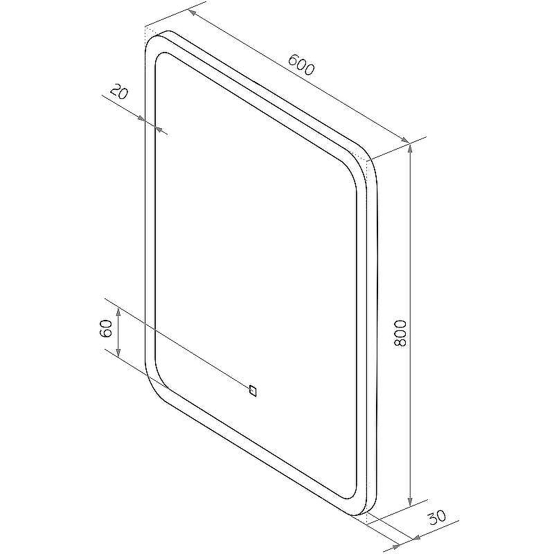 Зеркало Sintesi Bono 60 SIN-SPEC-BONO-60 с подсветкой с сенсорным выключателем, купить, цена, заказать, магазин, доставка, скидка, промокод, купить, цена, заказать, магазин, доставка, скидка, промокод
