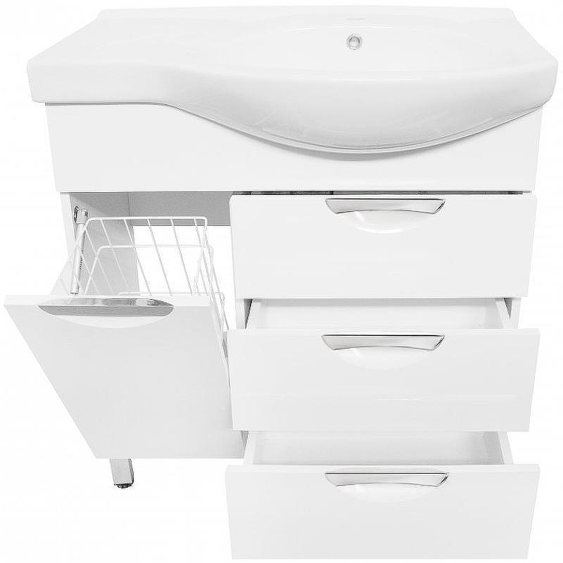 Тумба под раковину Style Line Жасмин 82 L ЛС-00000526 с бельевой корзиной Белая, купить, цена, заказать, магазин, доставка, скидка, промокод, купить, цена, заказать, магазин, доставка, скидка, промокод