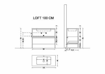 Тумба Boheme Armadi Art Loft 100 894-100-A подвесная Антрацит