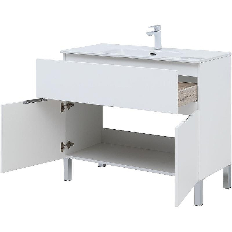 Тумба под раковину Aquanet Алвита New 100 277554 Белая матовая, купить, цена, заказать, магазин, доставка, скидка, промокод, купить, цена, заказать, магазин, доставка, скидка, промокод