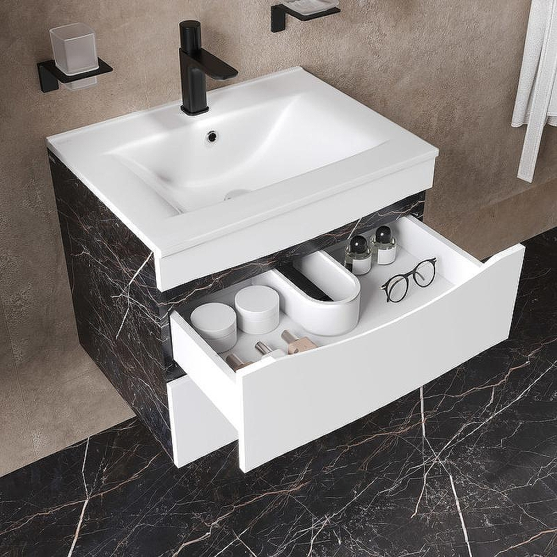 Тумба с раковиной Iddis Cloud 60 CLO60B0i95K подвесная Белая матовая Черный мрамор, купить, цена, заказать, магазин, доставка, скидка, промокод, купить, цена, заказать, магазин, доставка, скидка, промокод