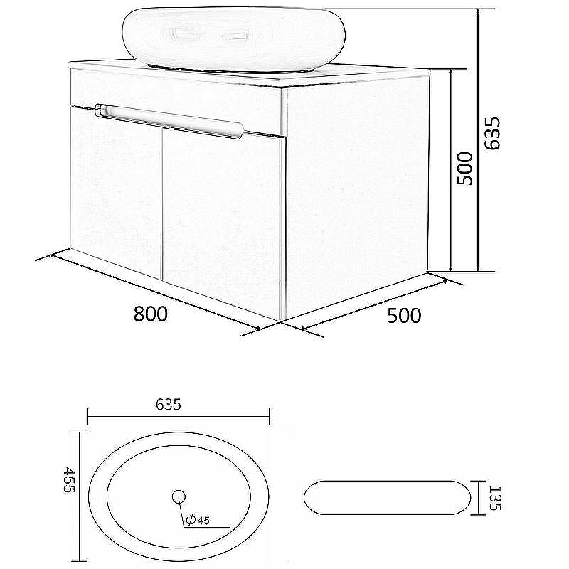Тумба с раковиной Orange Санторини 80 Sa-80TUW+RA подвесная Белая глянцевая, купить, цена, заказать, магазин, доставка, скидка, промокод, купить, цена, заказать, магазин, доставка, скидка, промокод