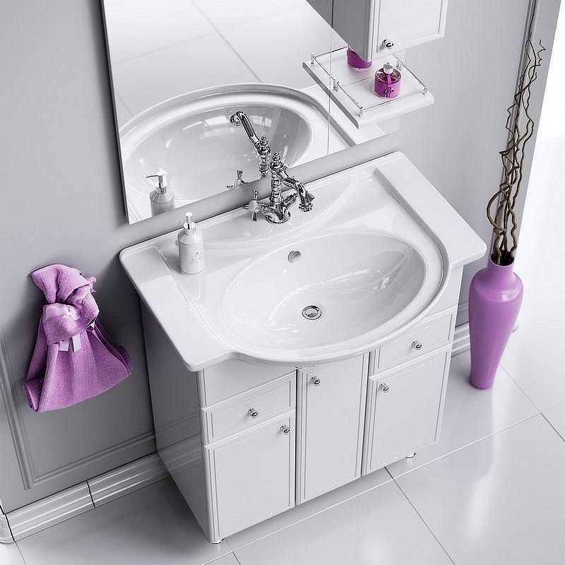 Тумба под раковину Aqwella Барселона 85 BA0108K с бельевой корзиной Белый, купить, цена, заказать, магазин, доставка, скидка, промокод, купить, цена, заказать, магазин, доставка, скидка, промокод