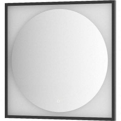 Зеркало Defesto Eclipce 80х80 DF 2233S с подсветкой 18W-3000К/в багетной раме/Сенсорный выключатель/Теплый белый свет/Черная рама