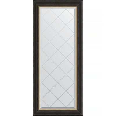 Зеркало Evoform Exclusive-G 124х54 BY 4530 с гравировкой в багетной раме - Черное дерево с золотом 71