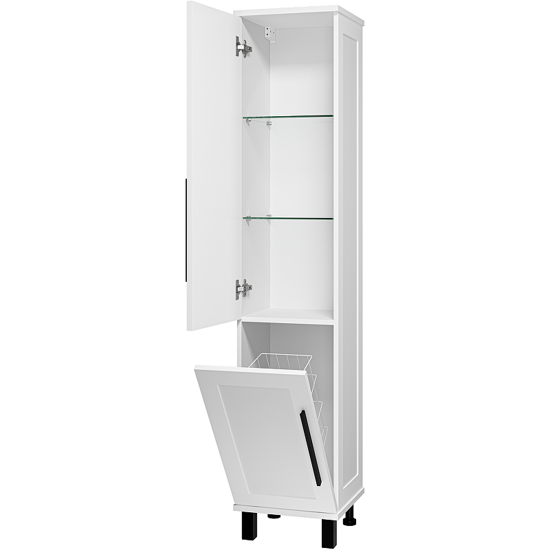 Шкаф пенал Misty Модерн 35 L П-Мод05035-011Л с бельевой корзиной Белый матовый, купить, цена, заказать, магазин, доставка, скидка, промокод, купить, цена, заказать, магазин, доставка, скидка, промокод