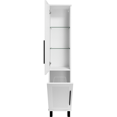 Шкаф пенал Misty Модерн 35 L П-Мод05035-011Л с бельевой корзиной Белый матовый