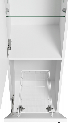Шкаф пенал Misty Модерн 35 L П-Мод05035-011Л с бельевой корзиной Белый матовый