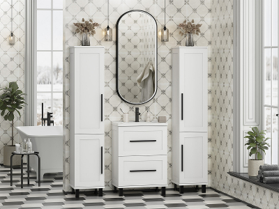 Шкаф пенал Misty Модерн 35 L П-Мод05035-011Л с бельевой корзиной Белый матовый