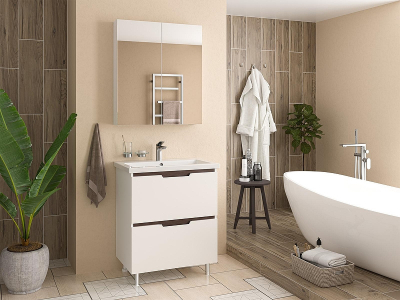 Тумба с раковиной Misty Лайм 70 УТ000001175 Белая