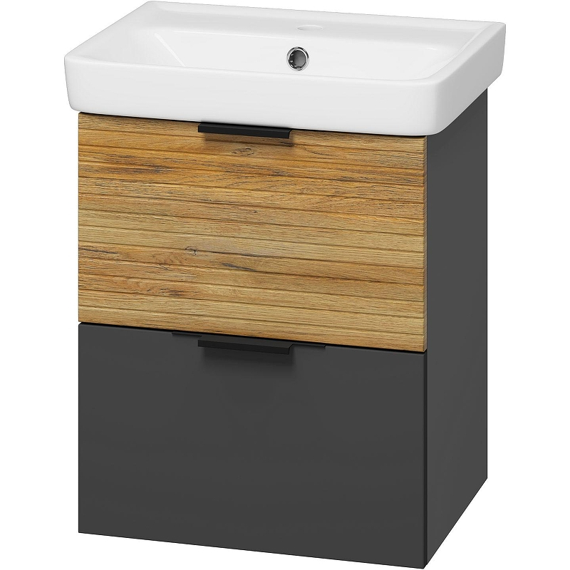 Тумба с раковиной Misty Форест 50 УТ000023195 подвесная Дуб Вотан Антрацит, купить, цена, заказать, магазин, доставка, скидка, промокод, купить, цена, заказать, магазин, доставка, скидка, промокод