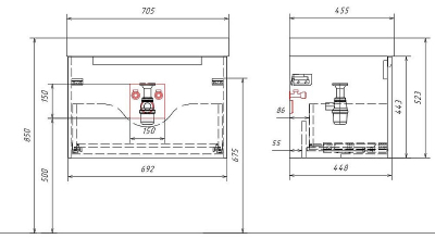 Тумба под раковину Aqwella Vancouver 70 VAN01072N цвет Белый