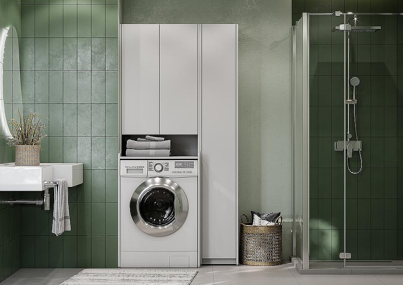 Шкаф пенал Aquaton Лондри 60 1A260503LH010 над стиральной машиной Белый глянец, купить, цена, заказать, магазин, доставка, скидка, промокод, купить, цена, заказать, магазин, доставка, скидка, промокод