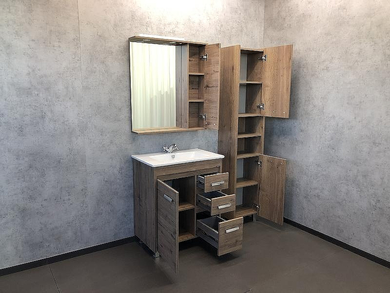 Зеркало со шкафом Comforty Марио 75 00-00004159 с подсветкой Дуб темный, купить, цена, заказать, магазин, доставка, скидка, промокод, купить, цена, заказать, магазин, доставка, скидка, промокод