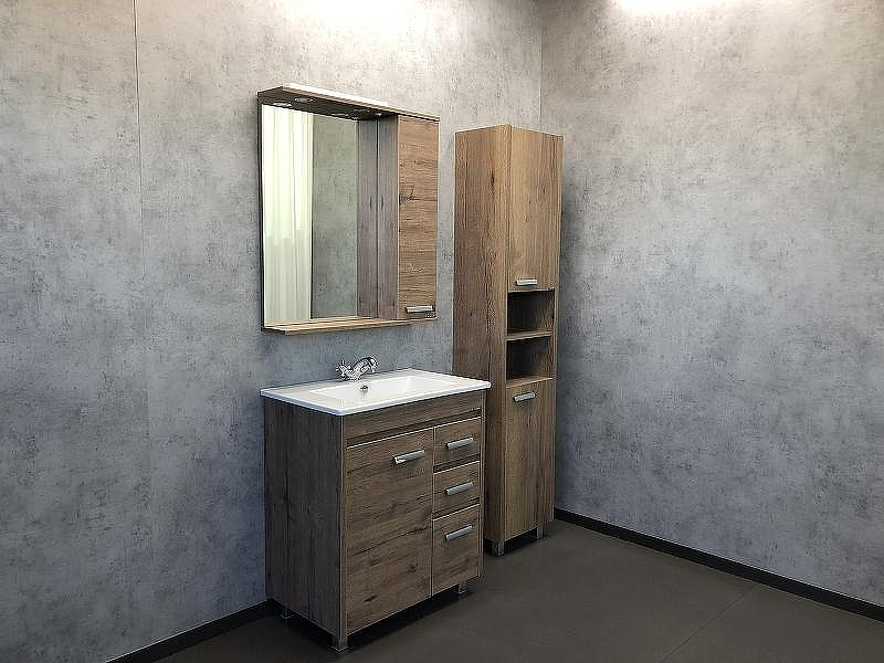 Зеркало со шкафом Comforty Марио 75 00-00004159 с подсветкой Дуб темный, купить, цена, заказать, магазин, доставка, скидка, промокод, купить, цена, заказать, магазин, доставка, скидка, промокод