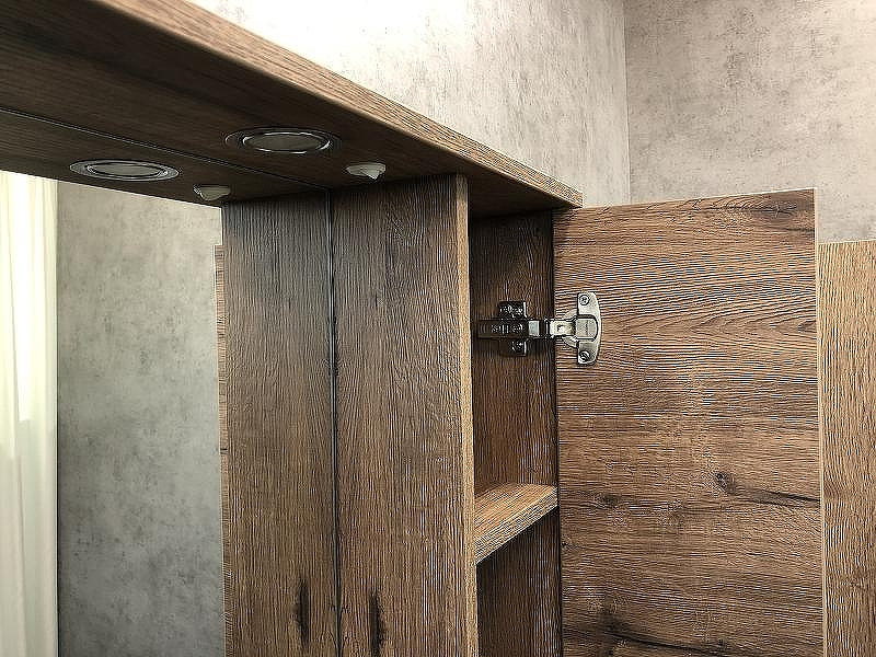 Зеркало со шкафом Comforty Марио 75 00-00004159 с подсветкой Дуб темный, купить, цена, заказать, магазин, доставка, скидка, промокод, купить, цена, заказать, магазин, доставка, скидка, промокод