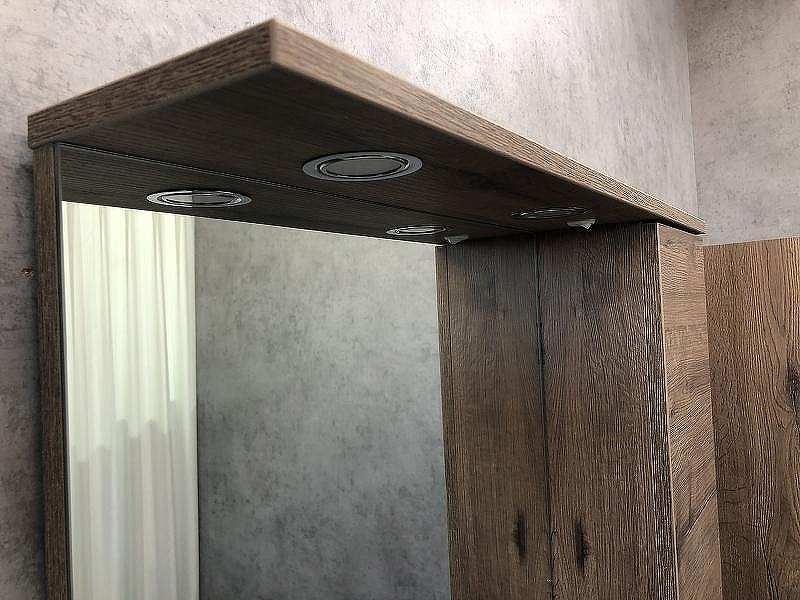 Зеркало со шкафом Comforty Марио 75 00-00004159 с подсветкой Дуб темный, купить, цена, заказать, магазин, доставка, скидка, промокод, купить, цена, заказать, магазин, доставка, скидка, промокод