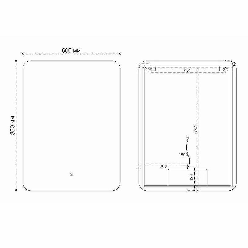 Зеркало Vincea 60 VLM-3BE600 с подсветкой с сенсорным выключателем и диммером, купить, цена, заказать, магазин, доставка, скидка, промокод, купить, цена, заказать, магазин, доставка, скидка, промокод