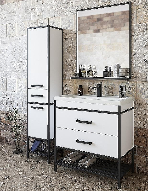 Зеркало Sanflor Норд 80 С04607 Белое матовое Черный муар, купить, цена, заказать, магазин, доставка, скидка, промокод, купить, цена, заказать, магазин, доставка, скидка, промокод