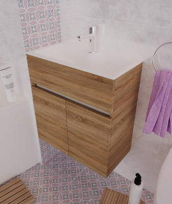 Тумба с раковиной 1MarKa Mira 60 У75337 подвесная Дуб Сонома